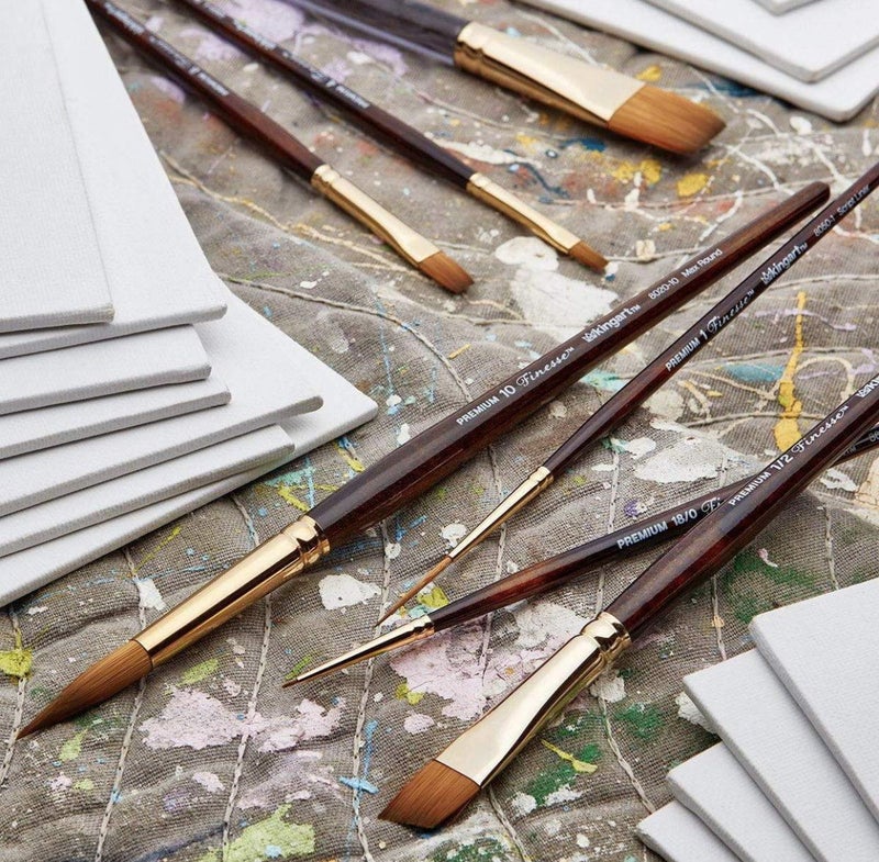 KINGART 1010A Premium 8 Pc. Finesse Watercolor Artist Brush Set, Synthetic Kolinsky Sable for Watercolor, Gouache, Oil, and Acrylic Paints, Short Handle, Gift Boxed, Set of 8 - Image 3